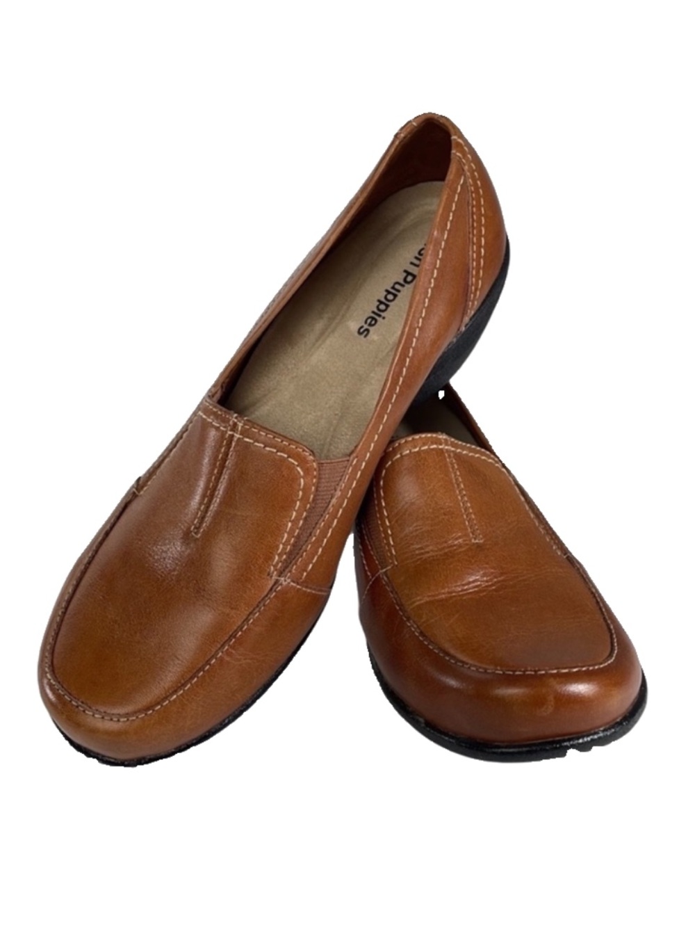 Leather Tan Hush Puppies Slip On Shoes Size 6.5